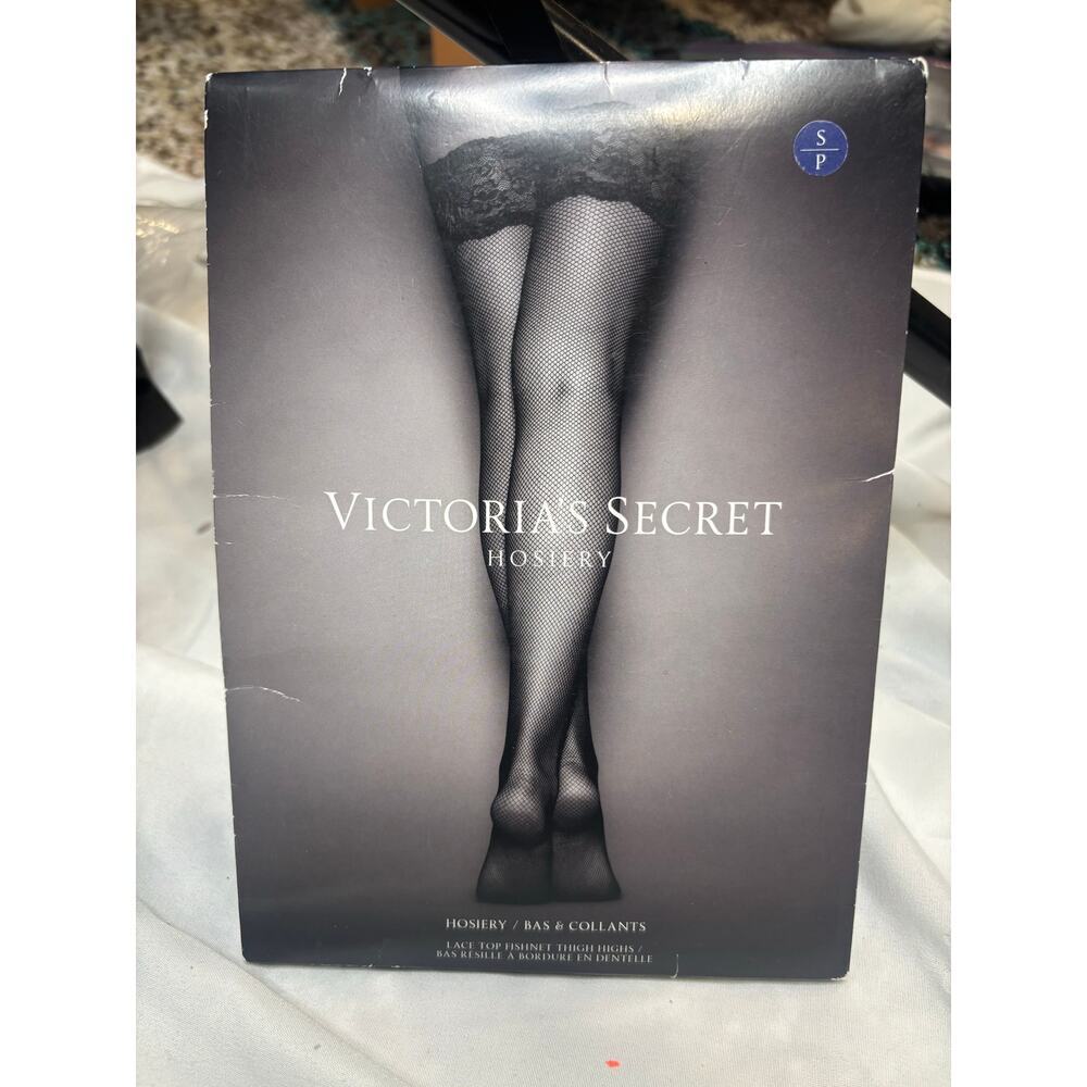 Victoria’s Secret Lace Top Blue Fishnet Thigh Highs SZ S